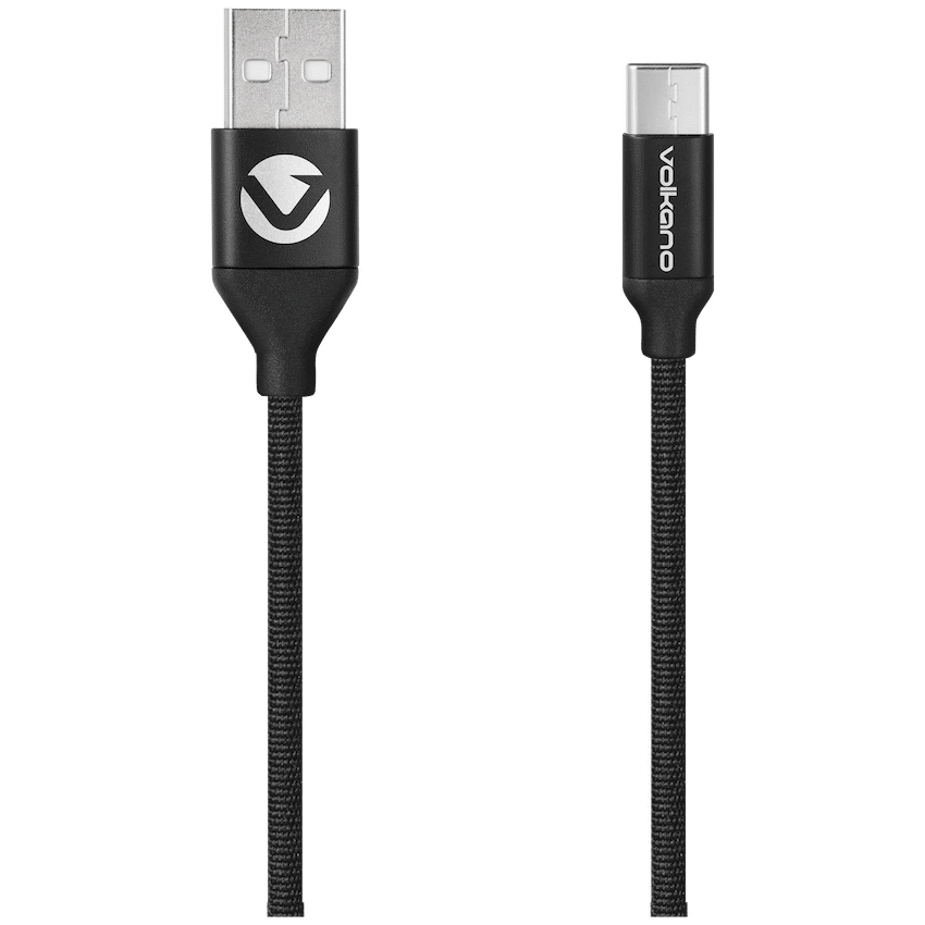 Volkano Weave Series Fabric Braided Micro USB Cable 1.2m - Black - image 2