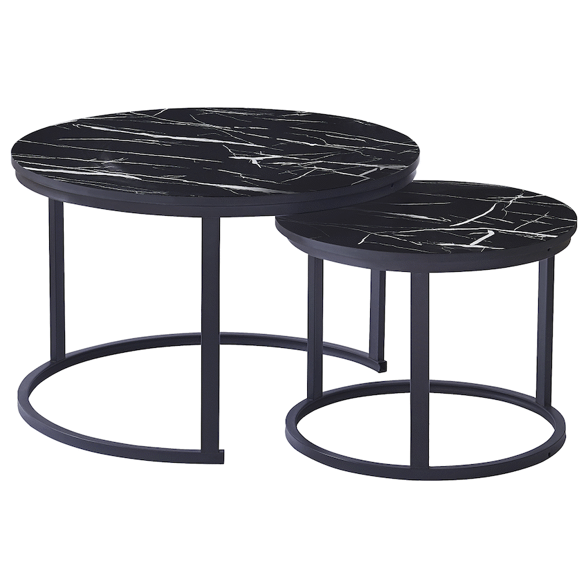 Everfurn Indus Nesting Coffee Table Black 2 Piece - image 2