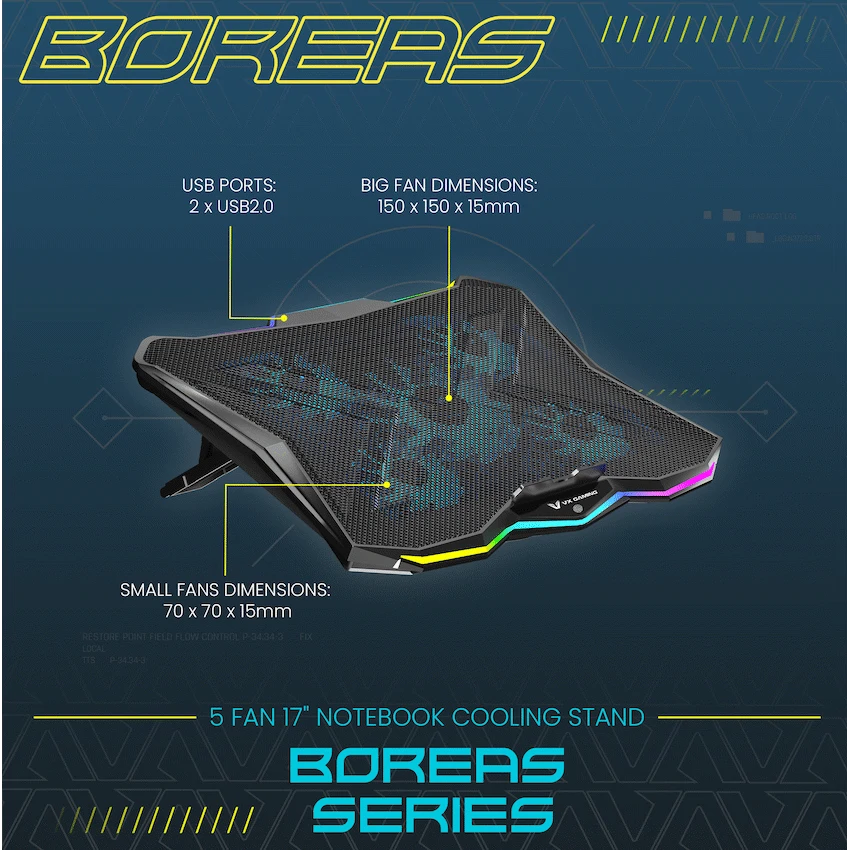 VX Gaming Boreas Series 5-Fan 17" Notebook Cooling Stand - image 2