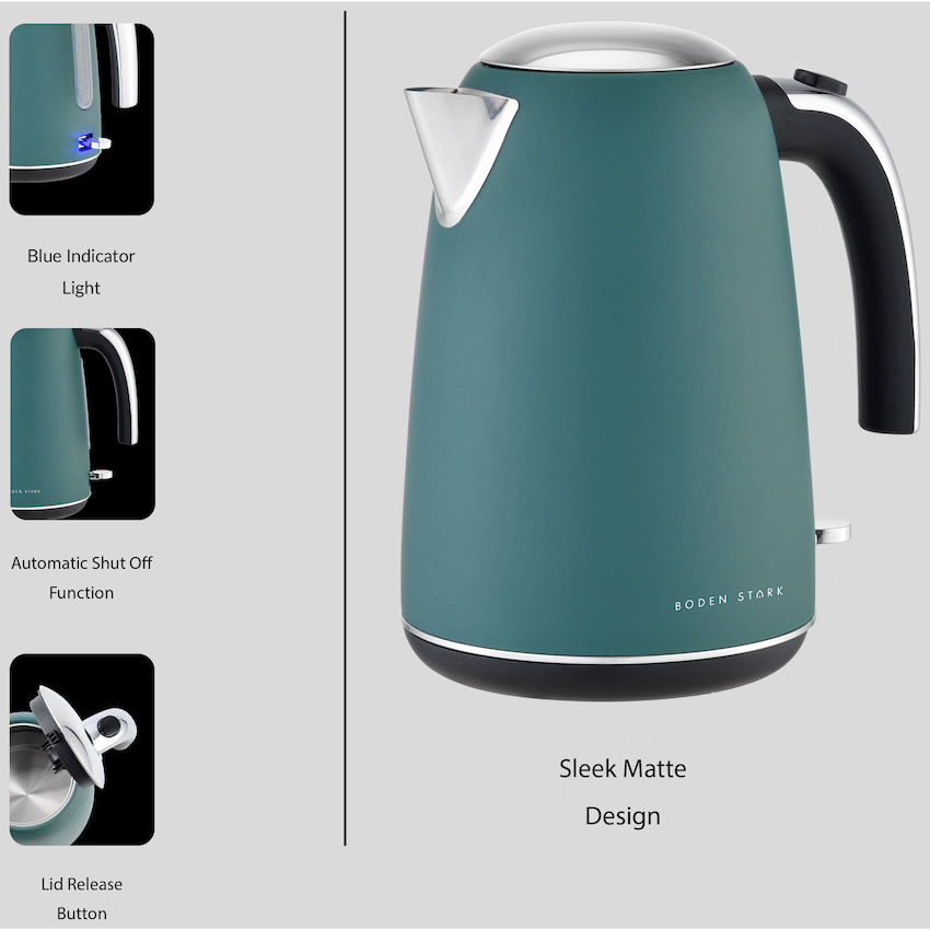 Boden Stark 1.7L Matte Stainless-Steel Kettle - Green - image 2