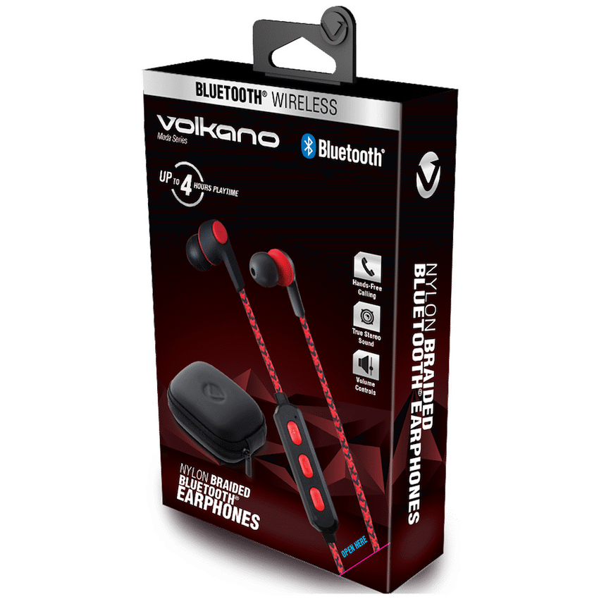 Volkano Moda - Nylon Bluetooth Earphones with Carry Case - RD - image 2