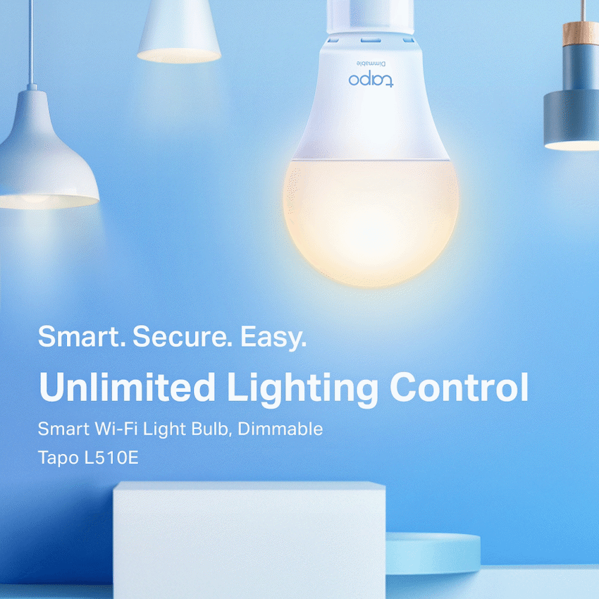 TP-Link Tapo L510E 8.7w Smart Wi-Fi Warm White Light Bulb, Dimmable, A60, E27 - image 2