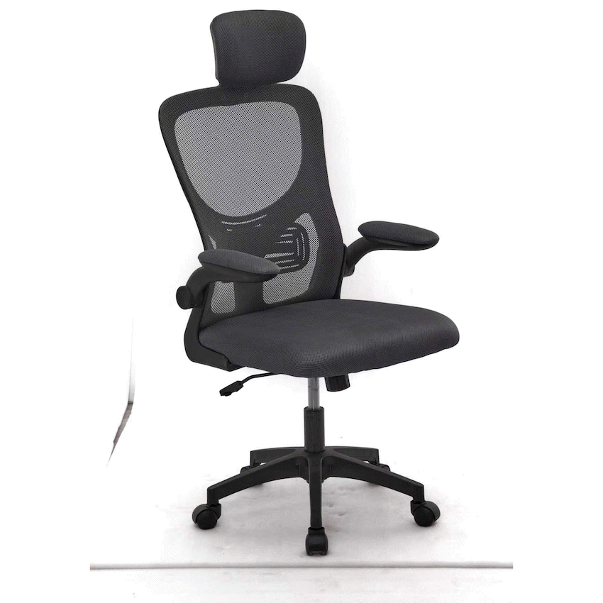 Everfurn Kira High Back Office Chair with Headrest - Grey with Black Frame - image 2