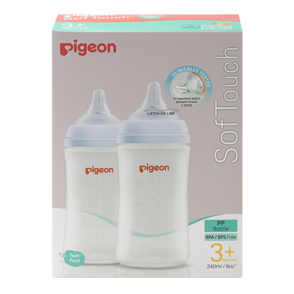 Pigeon SofTouch Nursing Bottle 240ml - Twin Pack