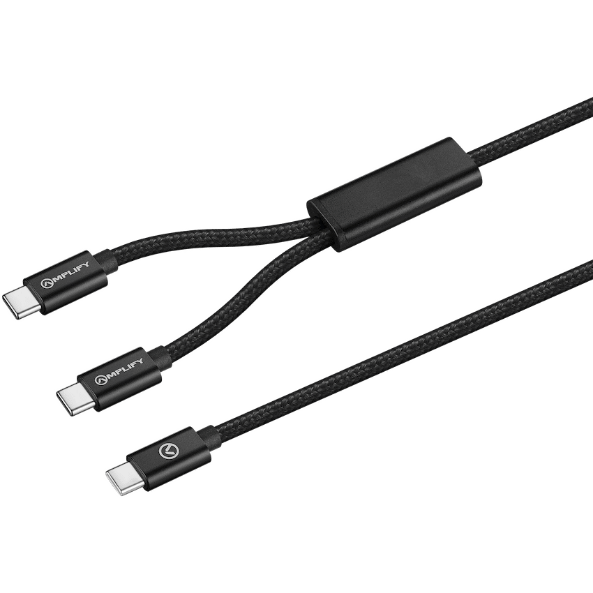 Amplify Linked Series USB-C to 2x USB-C Braided Cable 1.2m - Black - image 2