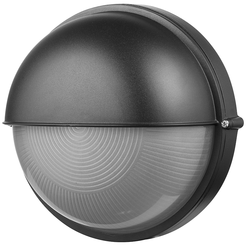 Ellies Arc Series - Large AC Round Bulkhead - Aluminium + Glass - E27 Base -BK - image 2