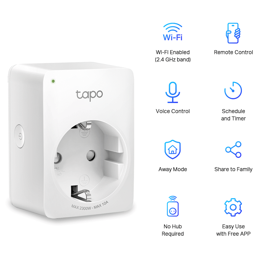 TP-Link Tapo P100 (1-Pack) Wi-Fi 2.4G (1T1R), BT Onboarding - image 2