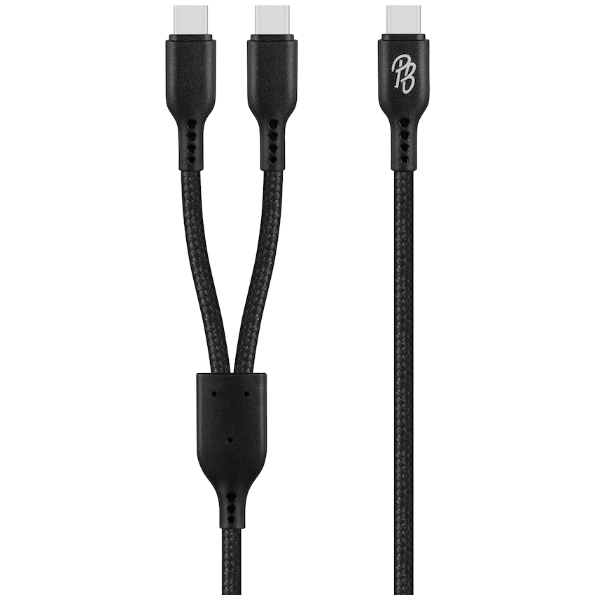 Pro Bass Cord Series 1.2m 15w USB-C to 2x USB-C Braided - Black - image 2