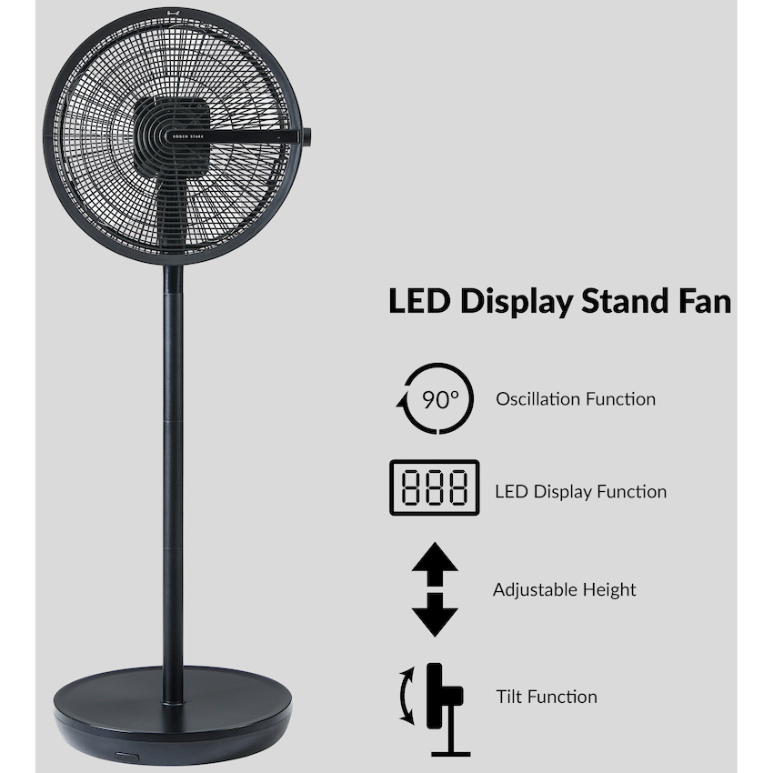Boden Stark LED Display Stand Fan - Black - image 2