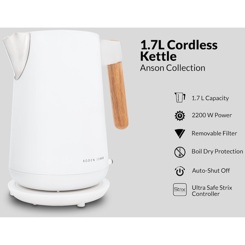 Boden Stark Anson Collection 1.7l 2000w SS Kettle - White - image 2