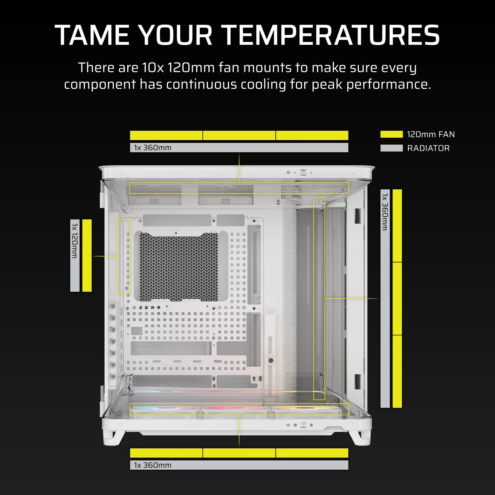 AIR 5400 RS-R ARGB Triple Chamber Mid-Tower PC Case ; 3x Fans Included; 2x 2.5'' ; 1x 3.5''  White - image 4