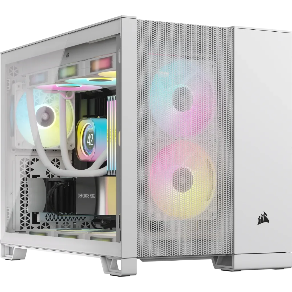 2500D Airflow White Mid-Tower Dual Chamber PC Case; 2x 3.5'' |  2x 2.5'' Drive Bays; Up to 360mm Radiator compatible - image 6