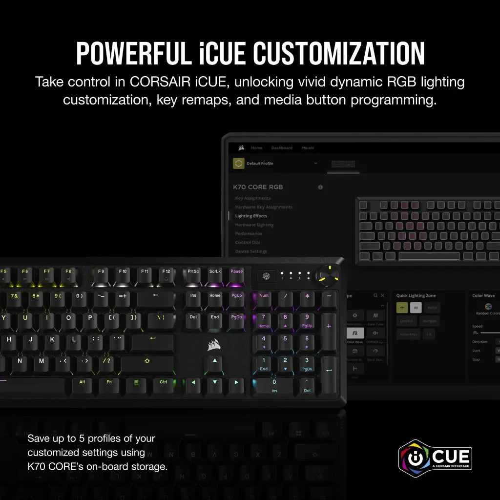 Corsair K70 CORE RGB Mechanical Gaming Keyboard - CORSAIR Red Linear Switches - image 3