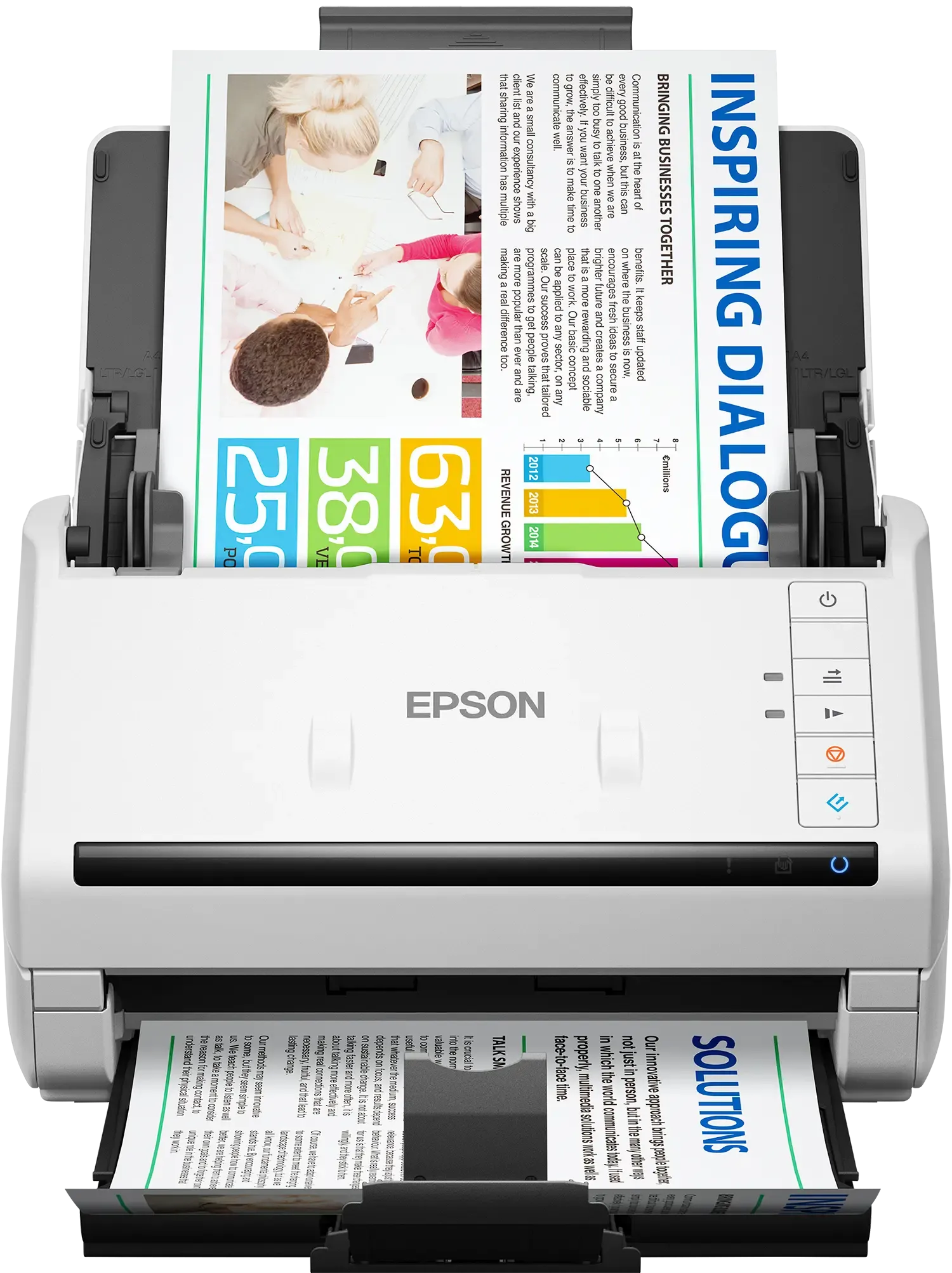 Epson WorkForce DS-530II-Sheetfeed;A4 A3 with stitching; Duplex; 600x600DPI; 35ppm; Single Pass Dual;Daily Duty Cycle 4000.USB