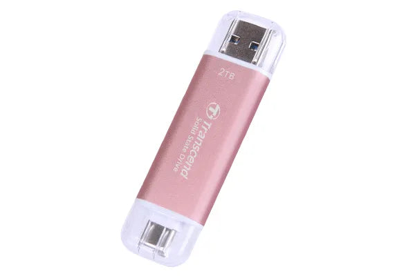 TRANSCEND 2 TB ESD310P USB3.2 TYPE A & C (USB 10Gbps) OTG COMPACT PORTABLE SSD  - Read 1050MB/s Write 950 MB/s - Pink
