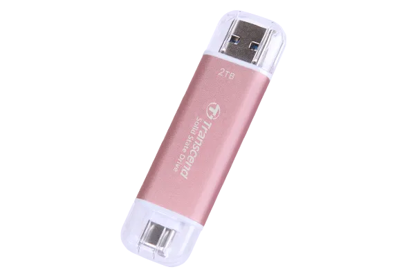 TRANSCEND 2 TB ESD310P USB3.2 TYPE A & C (USB 10Gbps) OTG COMPACT PORTABLE SSD  - Read 1050MB/s Write 950 MB/s - Pink - image 2
