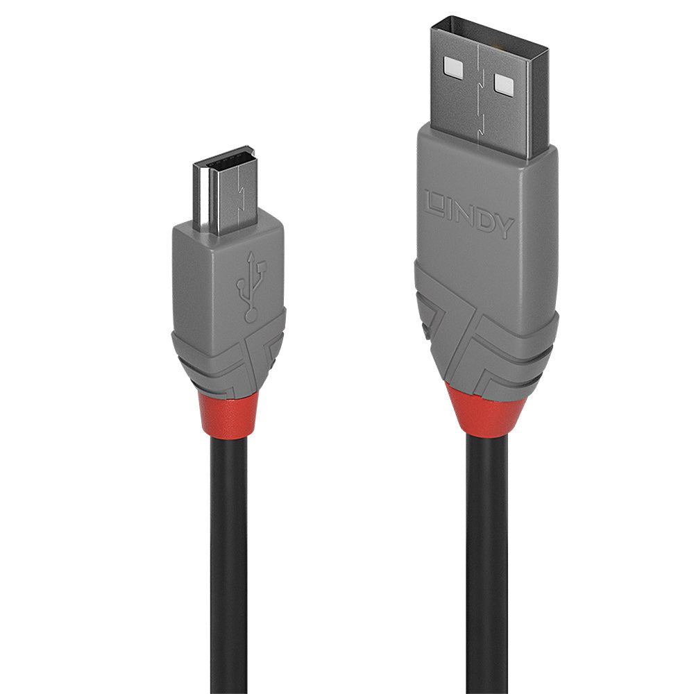 LINDY 0.5M USB2.0 A-M TO MINI-B CBL-ANTHRA (36721)