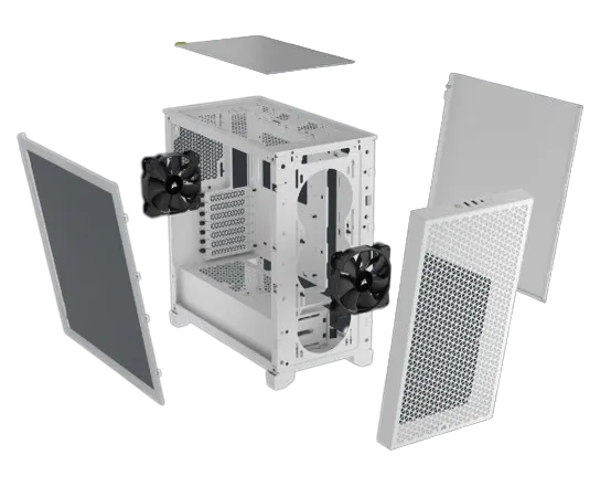 3000D AIRFLOW White Mid-Tower PC Case; 2x 3.5'' |  2x 2.5'' Drive Bays; Up to 360mm Radiator compatible; 2x 120mm fan incl - image 6