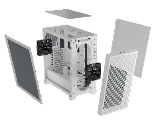 3000D AIRFLOW White Mid-Tower PC Case; 2x 3.5'' |  2x 2.5'' Drive Bays; Up to 360mm Radiator compatible; 2x 120mm fan incl - image 5