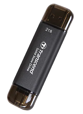 TRANSCEND 2 TB ESD310C USB3.2 TYPE A & C (USB 10Gbps) OTG COMPACT PORTABLE SSD  - Read 1050MB/s Write 950 MB/s - Black - image 2