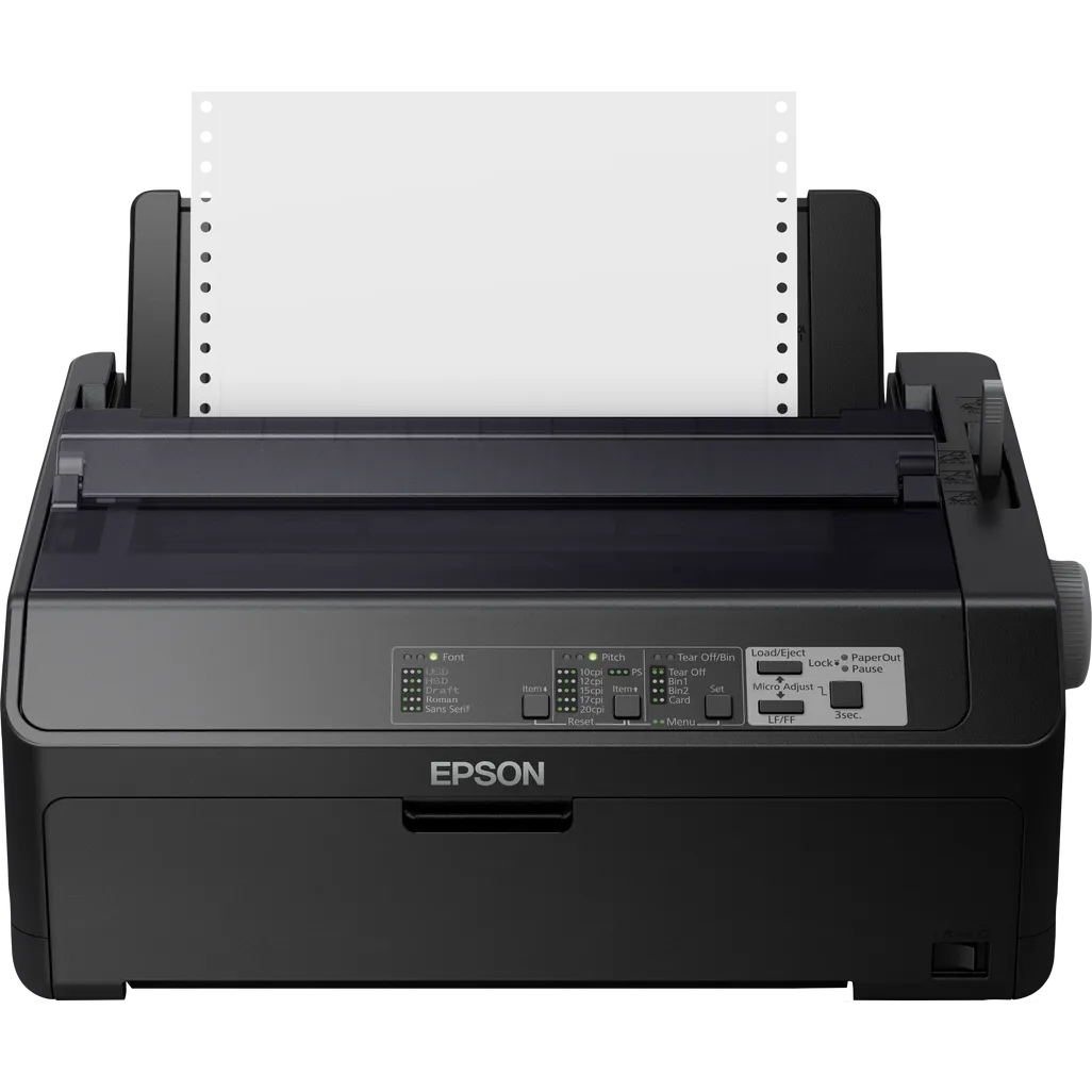 Epson FX-890II, 612 cps, 240 x 144 DPI, 463 cps, 10 cpi, 6 copies, CODABAR (NW-7), Code 128 (A/B/C), Code 39, Industrial 2/5, Matrix 2/5, POSTNET, UPC-A, UPC-E