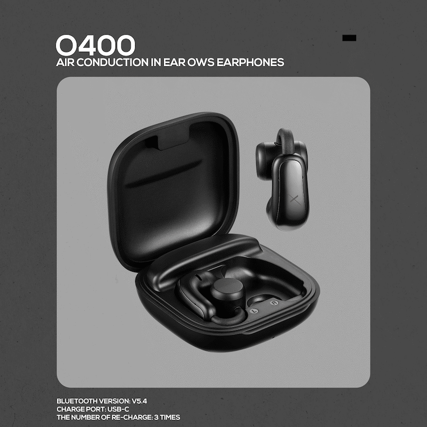 VolkanoX O400 Air Conduction In-Ear OWS Earphones - Black - image 3