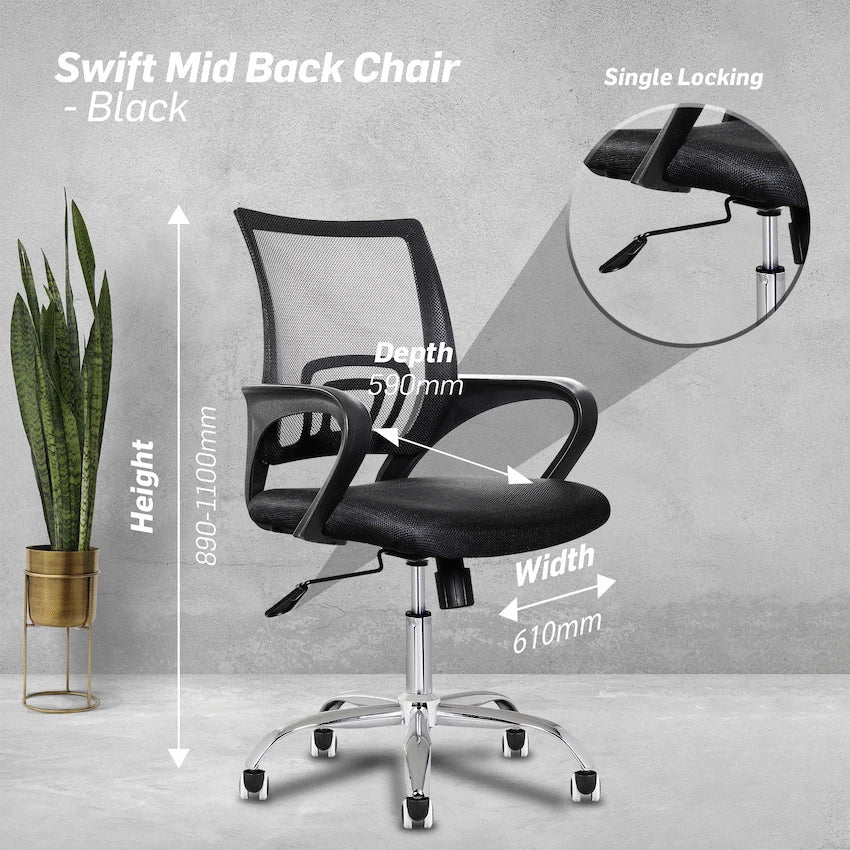 Everfurn Swift Mid Back Chair - Black - image 3