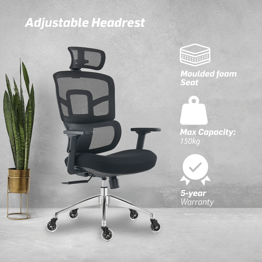 Everfurn Premium Graphite Ergo High Back Chair - Black - image 3