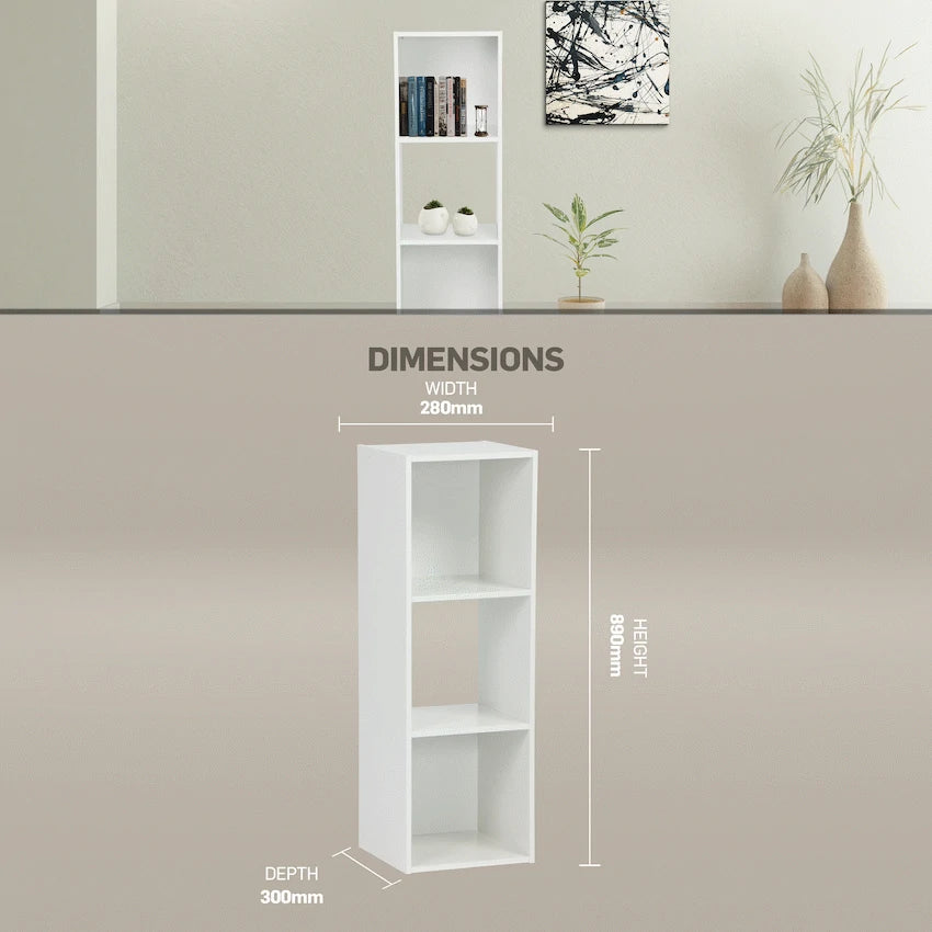 Everfurn Grayscale 3 Tier Bookshelf White, High Pressure Laminate - image 3