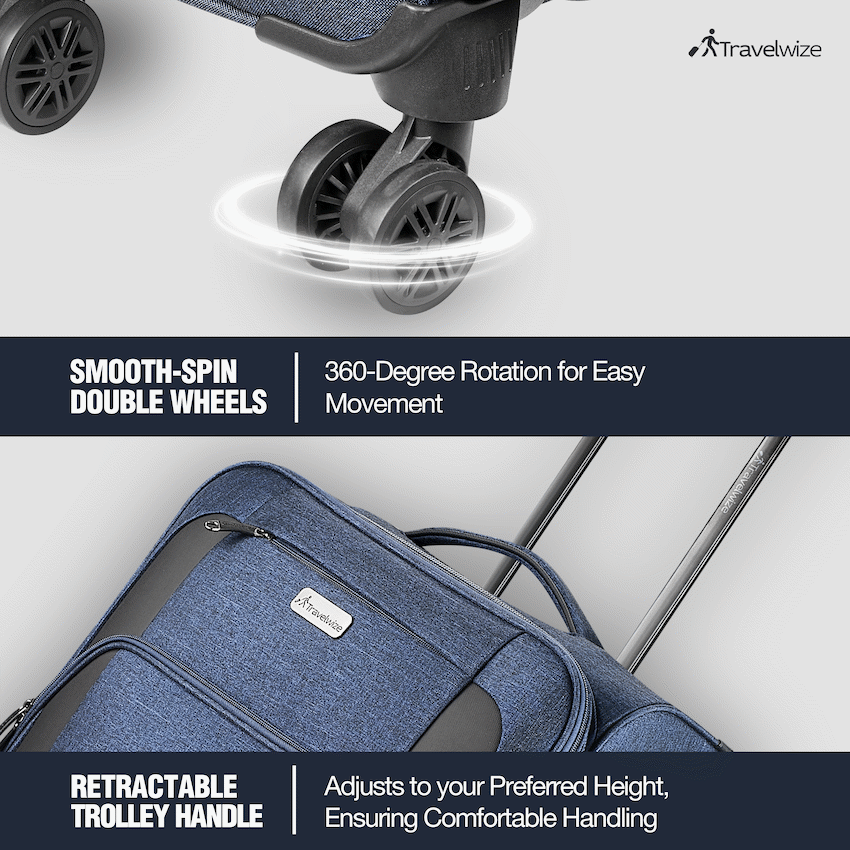 Travelwize Aurora 55cm 4-Wheel Spinner Trolley Case - Navy Melange - image 3