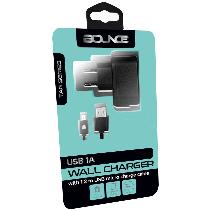 Bounce Tag Series USB 1a Wall Charger with Charge Cable - image 3