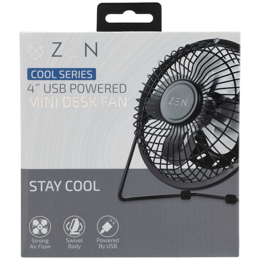 ZEN Cool Series 4" Mini Desk Fan - Black - image 3