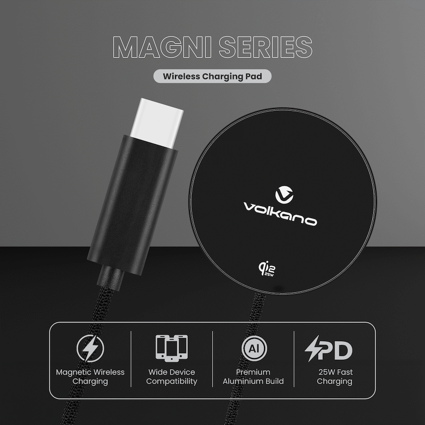 Volkano Magni Series Qi2.2 25W Wireless Charging Pad - Black - image 3
