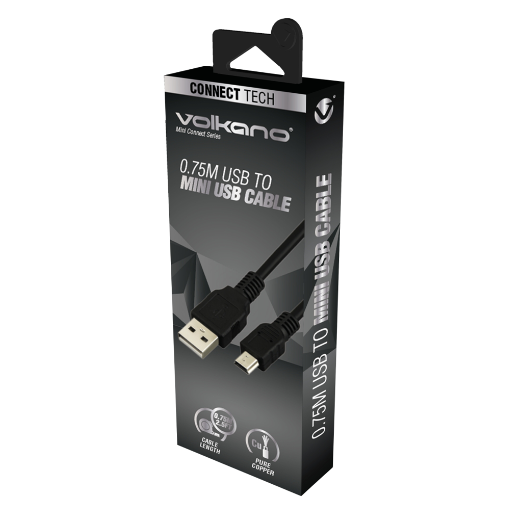 Volkano Mini Connect Series USB to Mini USB Cable 0.75m