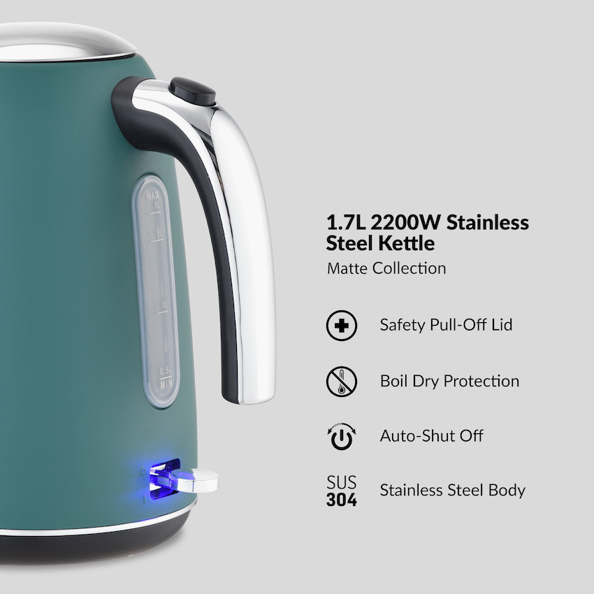 Boden Stark 1.7L Matte Stainless-Steel Kettle - Green - image 3