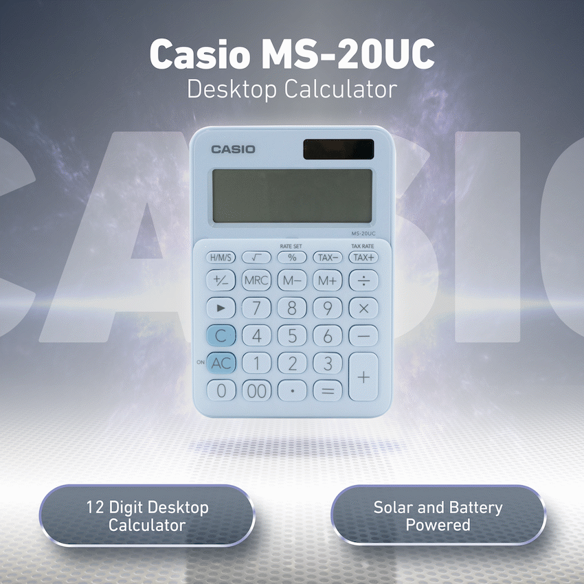 Casio MS-20UC - Desktop Calculator 12-Digit - Light Blue - image 3