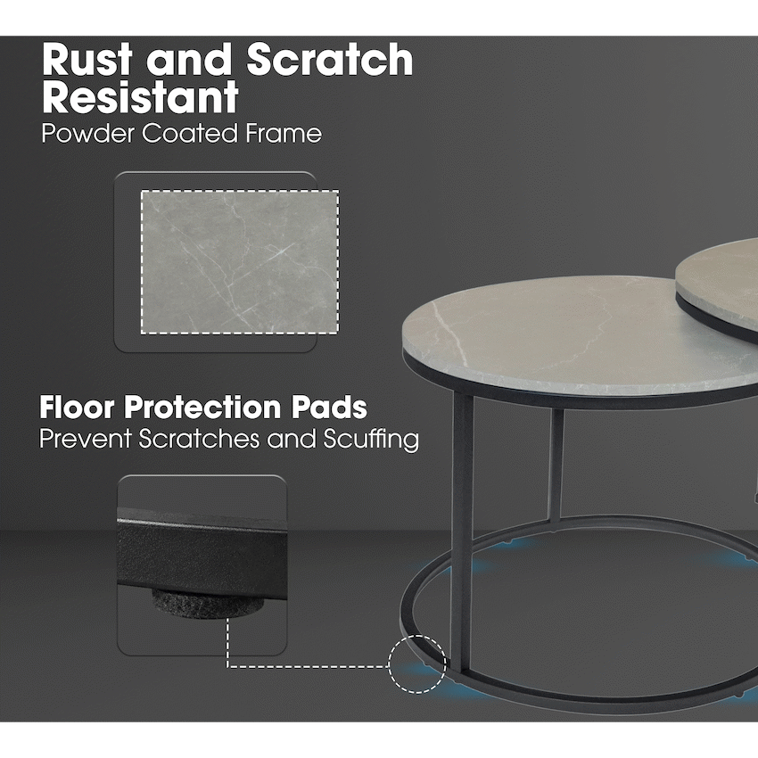 Everfurn Nile Nesting Coffee Table - Marble Grey - image 3
