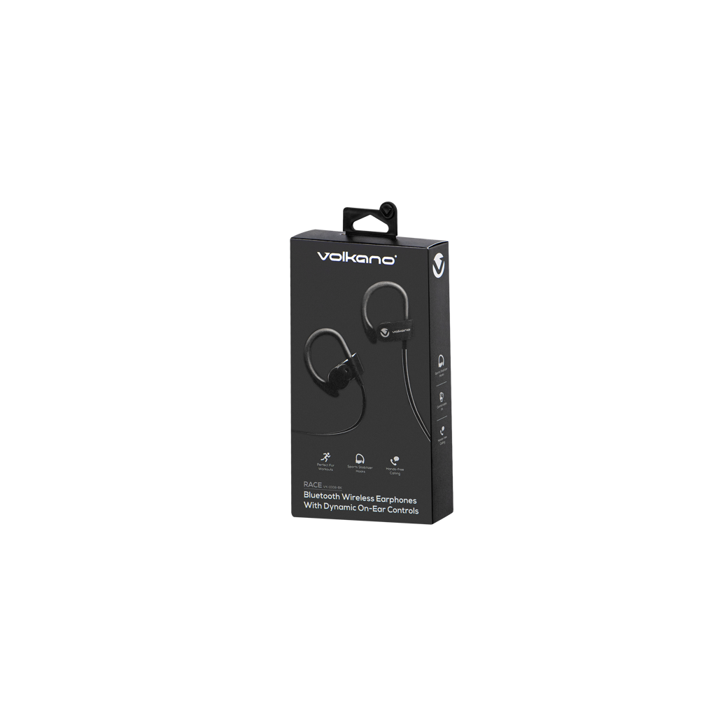 Volkano Race Series Bluetooth Sport Earhook Earphones - Black