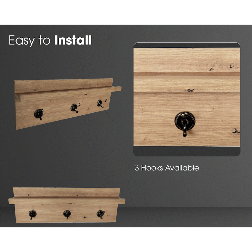Everfurn Maya Floating Wall Shelf with Hooks - image 3