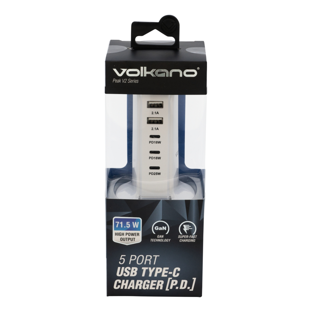 Volkano Peak V2 Series 5-Port P.D. + USB GaN Charger