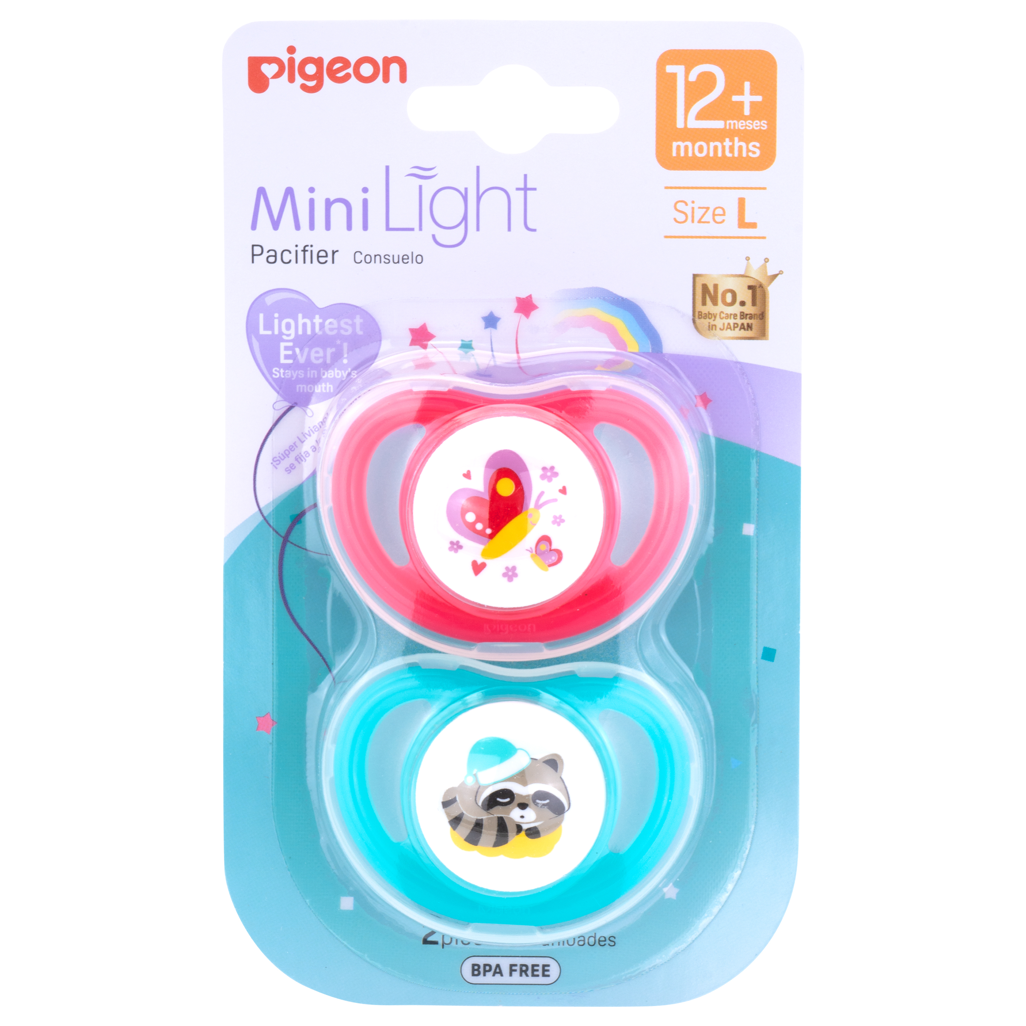 Pigeon - Minilight Pacifier (2 Pc) - L Butterfly/Raccoon