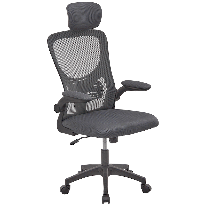 Everfurn Kira High Back Office Chair with Headrest - Grey with Black Frame - image 3