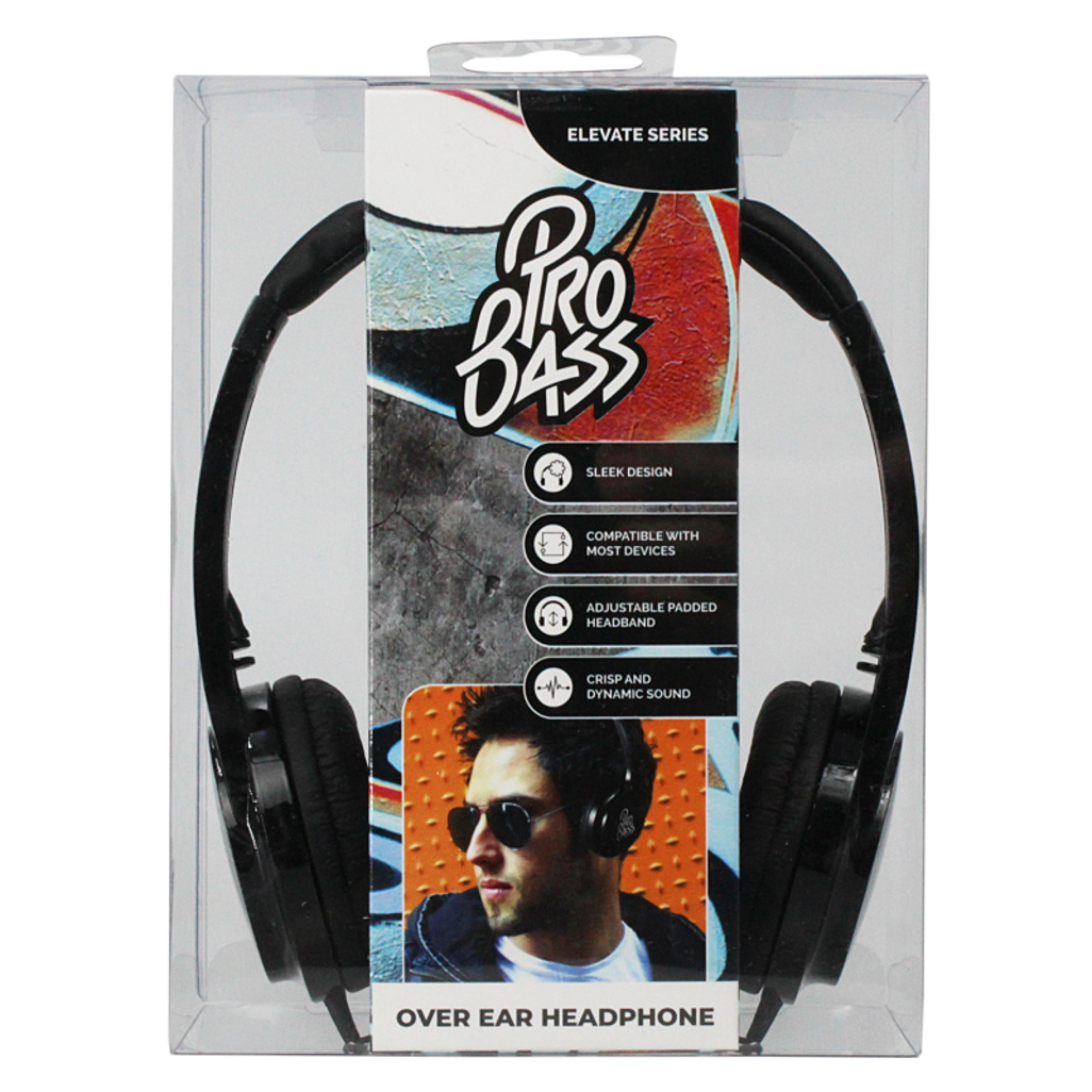 Pro Bass Elevate Series Auxiliary Headphone - Black