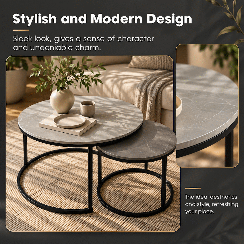 Everfurn Nile Nesting Coffee Table - Greyish - image 3