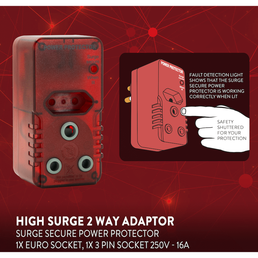 Ellies High Surge Adaptor 1x 5a (Euro), 1x 16a (3-Pin) - image 3