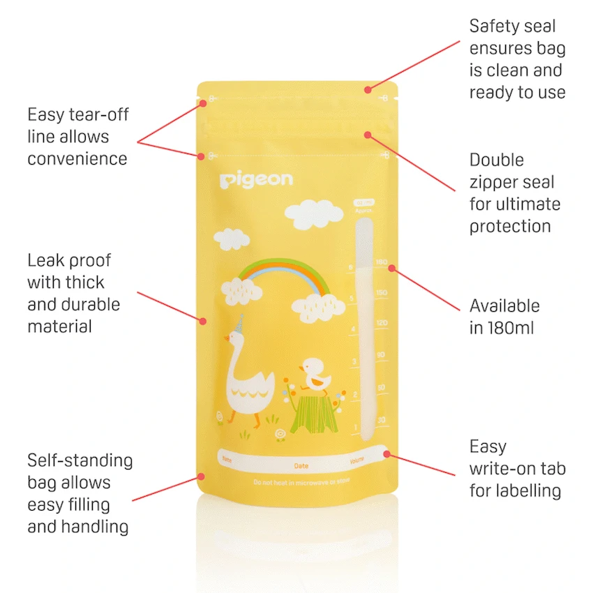 Pigeon - Breast Milk Storage Bag 180ml Animal Design - image 3