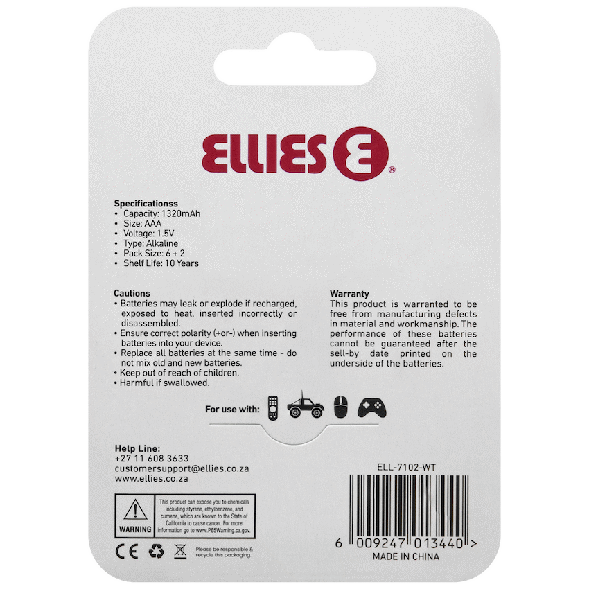 Ellies Ultra Series - Alkaline Batteries AAA 6 + 2 Pack - WT - image 3
