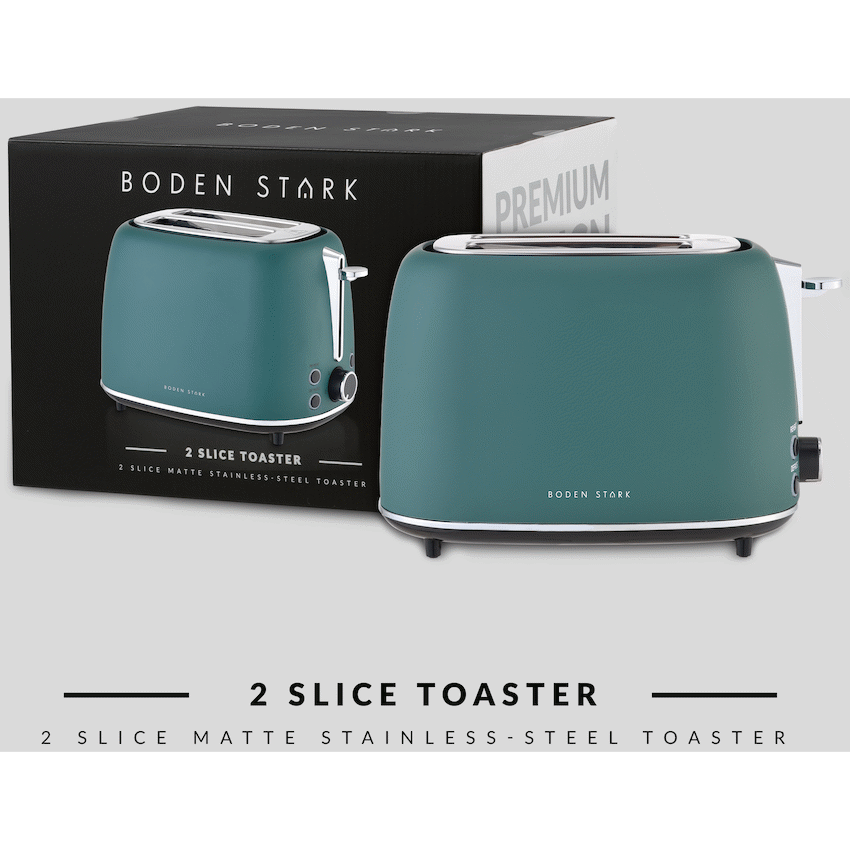 Boden Stark Matte Stainless Steel Toaster - Green - image 3