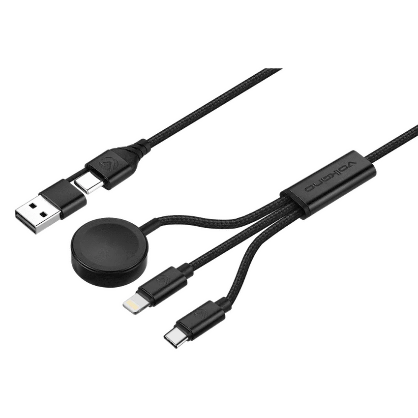 Volkano Weave Series 100W Braided 5-in-1 Charge and Data Cable 1m - Black - image 3