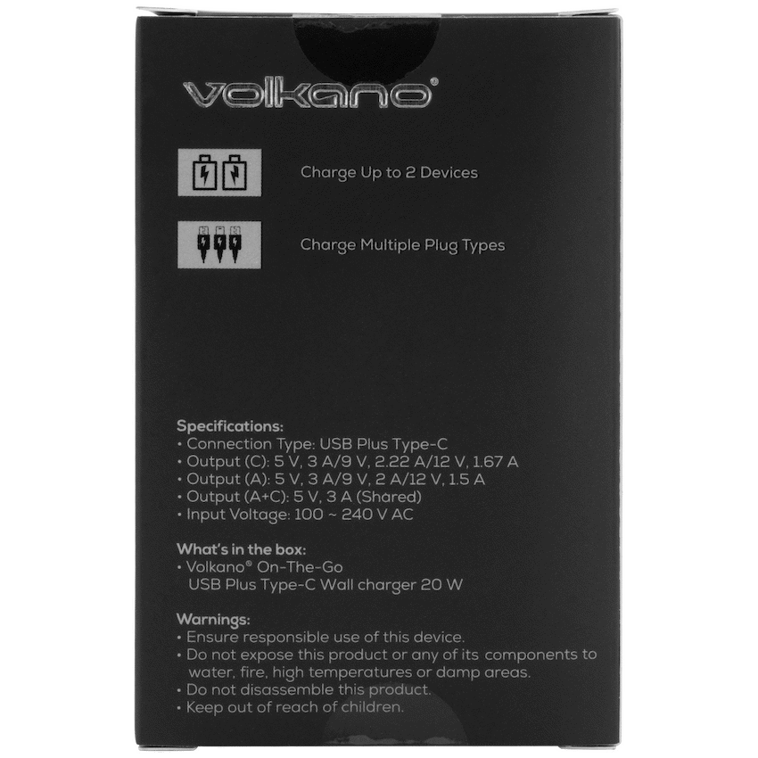 Volkano On-the-Go USB + Type-C 20w PD Wall Charger - image 3